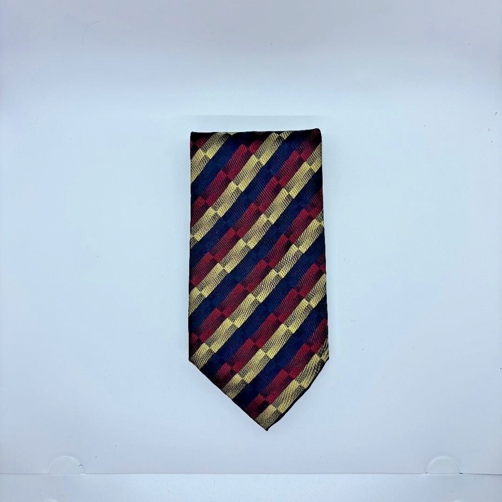Hand Made 100% Silk Roberto Villini Tie  Gold, Blue, Burgandy‎